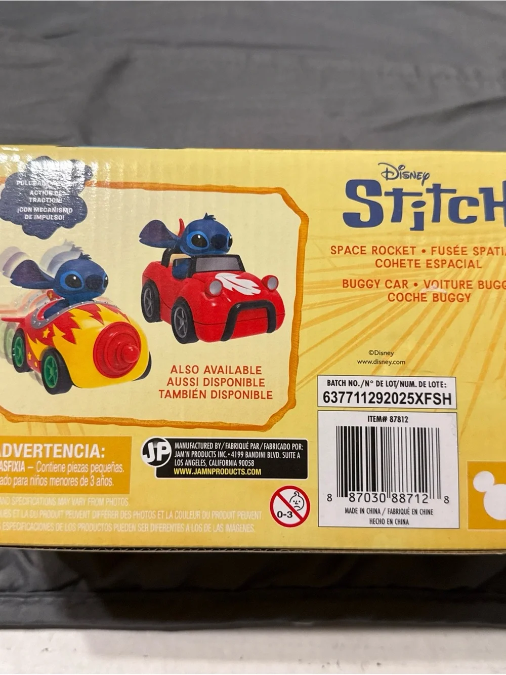 Disney Stitch Pull-Back Car & Shell Vehicles - Blue, Red & Yellow